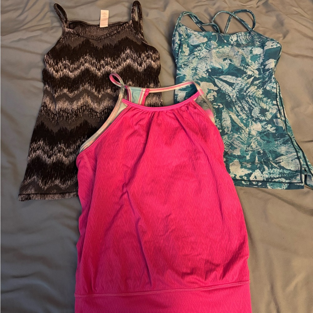 Ivivva Girls Tank Tops - Hot Pink, Teal, Black/Gray Set